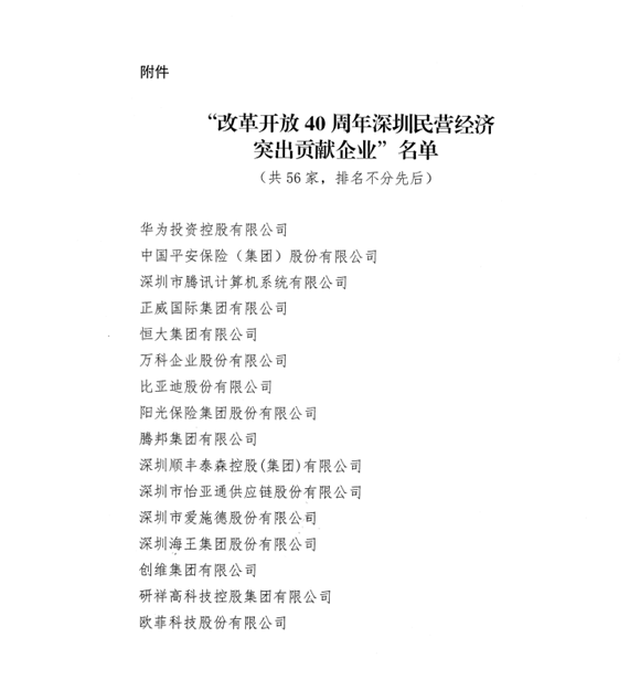 喜讯，尊龙凯时供应链荣获“改革开放40周年深圳民营经济突出贡献企业”称号  